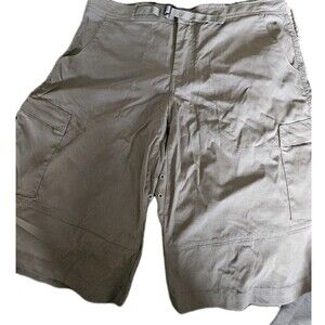 Prana Mens XL Shorts Cargo Belted Nylon Stretch Outdoor Hiking Zion Khaki